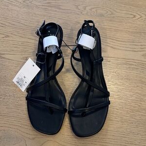 A new day  Black Strappy Sandals NWT 10